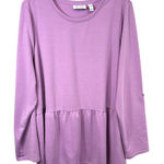 Denim & Co Plus Size 1X Top Peplum Solid Purple Long Sleeve Mature Office 1790 Photo 0