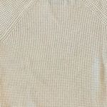 Crème colored scoop neck waffle sweater Size M Photo 3