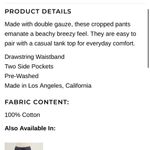 Fresh Laundry Gauze Capri Pants Black Size XS Photo 8