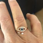 Cute Evil Eye Star Zircon Crystal Ring Gold Photo 6