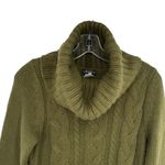 Venus Olive Green Chunky Cable Knit Sweater Dress Cowl Neck Photo 5