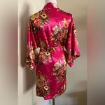 Ms Lovely Hot Pink Baroque Floral Satin Kimono Short Robe Size XS Photo 5