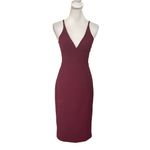 Dress the Population Lyla Midi Dress Women’s Size XS Burgundy Sheath V-Neck Photo 2