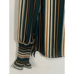 Haute Monde Women's Blouse Puff Long Sleeve Smocked Cuff Pinstripes Green Small Photo 5