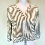 BeachLunchLounge Sage Green/White Vertical Striped Top | Front Tie |EUC | Small | Photo 1
