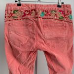 Free People Embroidered Corduroy Pants Size 28 Floral Coral Pink Denim Photo 6