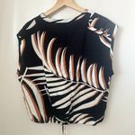 Nine West  Top Palm Leaf Sleeveless Drawstring Tropical Hawaiian Coconutgirl Lg Photo 2