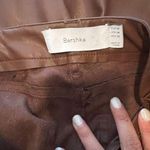Bershka Brown Straight Leg Leather Pants Photo 4