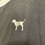 PINK - Victoria's Secret PINK Ringer Black White Holographic Holiday Dog T-Shirt, Small Photo 2