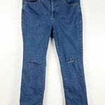 NYDJ Marilyn Medium Wash High Rise Ripped Straight Leg Jeans, Size 14 Photo 0