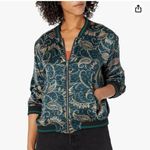 Johnny Was NWOT  Workshop Twilight Shadow Reversible Silk Green Bomber Jacket MED Photo 0