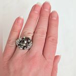 Adjustable Stretchy Bling Rhinestone Black Silver Cocktail Statement Ring Photo 5