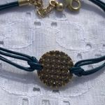 Lia Sophia Vintage Beautiful Bracelet W Blue Cord And Rhinestone Disc Center Photo 2