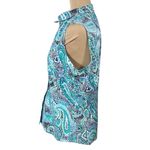 Charter Club Golf Sleeveless Top Paisley Button Front Size 10 Blue Green Photo 1
