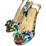 Kelly & Katie  Floral Open Toe heels Size 10 colorful bow girly bright sling back Photo 0