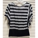 B. Wear Striped Flutter Short Sleeve Round Neck Top Size M Gathering Band Waist Photo 3