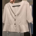 Jon & anna Jon &‎ Anna Peplum Blouse Polka Dot Button Front Short Sleeve Top XL Photo 1