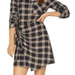 Socialite Long Sleeve Plaid Dress in Black and Tan Photo 0
