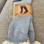 Bijorca crochet lace trim knee boot socks baby blue with ivory lace Photo 5