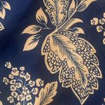 J.Crew  Blouse Large Navy Blue and Gold Floral Lined Flowy Detailed Neckline Photo 5