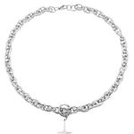 Titanium Steel Cross Star Pendant Necklace for Men Women, Punk Hip Hop Necklace Silver Photo 3