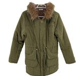 Meaveor army green olive faux fur lined hood M coat adjustable waist soft shell Size M Photo 0