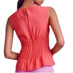 Anthropologie  Della Pleated Waist Shell Top Large Coral Red Coquette Summer Photo 1