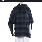 Coach  alpaca wool blue plaid cape hooded boho plaid winter holiday party classic Photo 1