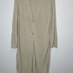 ZARA Ribbed Knit Longline Duster Cardigan Tan Beige Size Large Photo 3