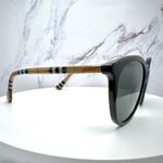 Burberry New  Sunglasses Black Front Round Pantos Frame Checkered Arms Gray Lens Photo 15