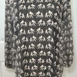 Pixley Black/Beige Elephant Print Blouse Top 3/4 Sleeve Stitch Fix Size Large Black Photo 0