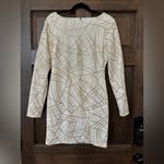 City Vibe  White and Gold Longsleeve Open Back Mini Dress Size 13 NWT Photo 3