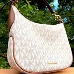 Michael Kors Kelsey White Brown Logo Hobo Bag NWT – Shoulder & Crossbody Photo 1