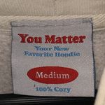 You Matter Embroidered Unisex Solid Eggshell Pullover Sweatshirt Hoodie White Size M Photo 6
