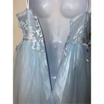 Hebeos Women’s Girls Formal Icey Blue Floral Maxi Gown Photo 4