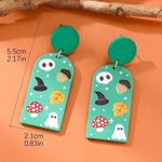 🌸 4 for $20 Halloween Skull & Hat Ghost Printed Clay Texture Acrylic Earrings Green Photo 5