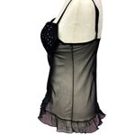 Rampage Black Sheer Babydoll Lingerie Rhinestone Ruffle Hem Photo 5
