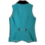 Alberto Makali Vintage New York Turquoise Striped Zipper Sleeveless Blouse Vest Photo 3