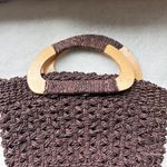 White Stag Brown Woven Raffia Handbag Wooden Handles Vintage Style Purse Tote Bag Photo 2