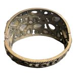Multicolored Rhinestone Cabochon Hinged Brass Filigree Clamper Bangle Bracelet Gold Photo 2