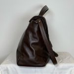Varriale Italian Dark Brown Leather And Shearling Messenger Bag Adjustable Strap Photo 4
