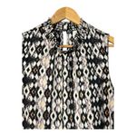 Roan + Ryan Diamond Print Sleeveless‎ Mock Neck Blouse Top Women Size Medium Black Photo 2