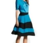 Derek Lam  For Design Nation Blue Black Striped A-Line Mini Skirt Women's Size 6 Photo 1