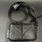 Karl Lagerfeld Paris Quilted Black Faux Leather Lanyard Wallet Photo 1