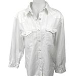 Aritzia NEW Denim Forum White Snap Button Down Denim Jean Shirt Coat Jacket M Photo 0