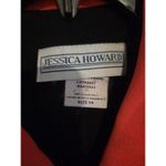 Jessica Howard Black Zip Jacket, Women's Size 14 Blazer, Red Collar, Outerwear Photo 2