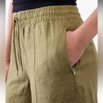 Athleta NWT  Retreat High Rise Linen Ankle Pant in Olive Branch - Size M Tall Photo 2