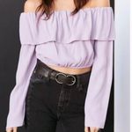 Silence + Noise UO Purple Off Shoulder Crop Top Lavender Boho Long Sleeve Photo 0