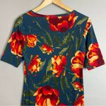 LuLaRoe Dress Floral Bright Colorful Size Small Sheath Stretch Midi Blue Orange Photo 7