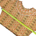 Vintage Indian Block Print Embroidered Neckline Cotton Kaftan Dress Yellow Size undefined Photo 7